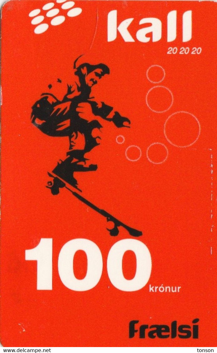 Faroe Islands, FO-KAL-REF-0001, 100 Kr, Kall - Skateboard, 2 Scans,   01-2005 - Féroé (Iles)