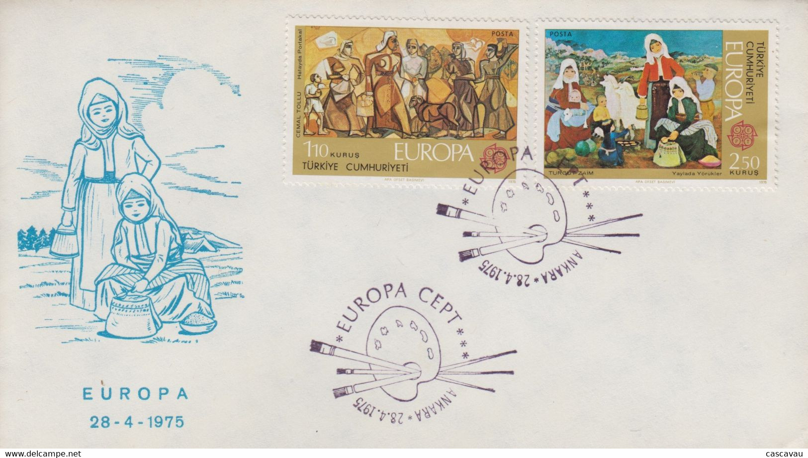 Enveloppe  FDC   1er  Jour   TURQUIE   Paire    EUROPA     1975 - 1975