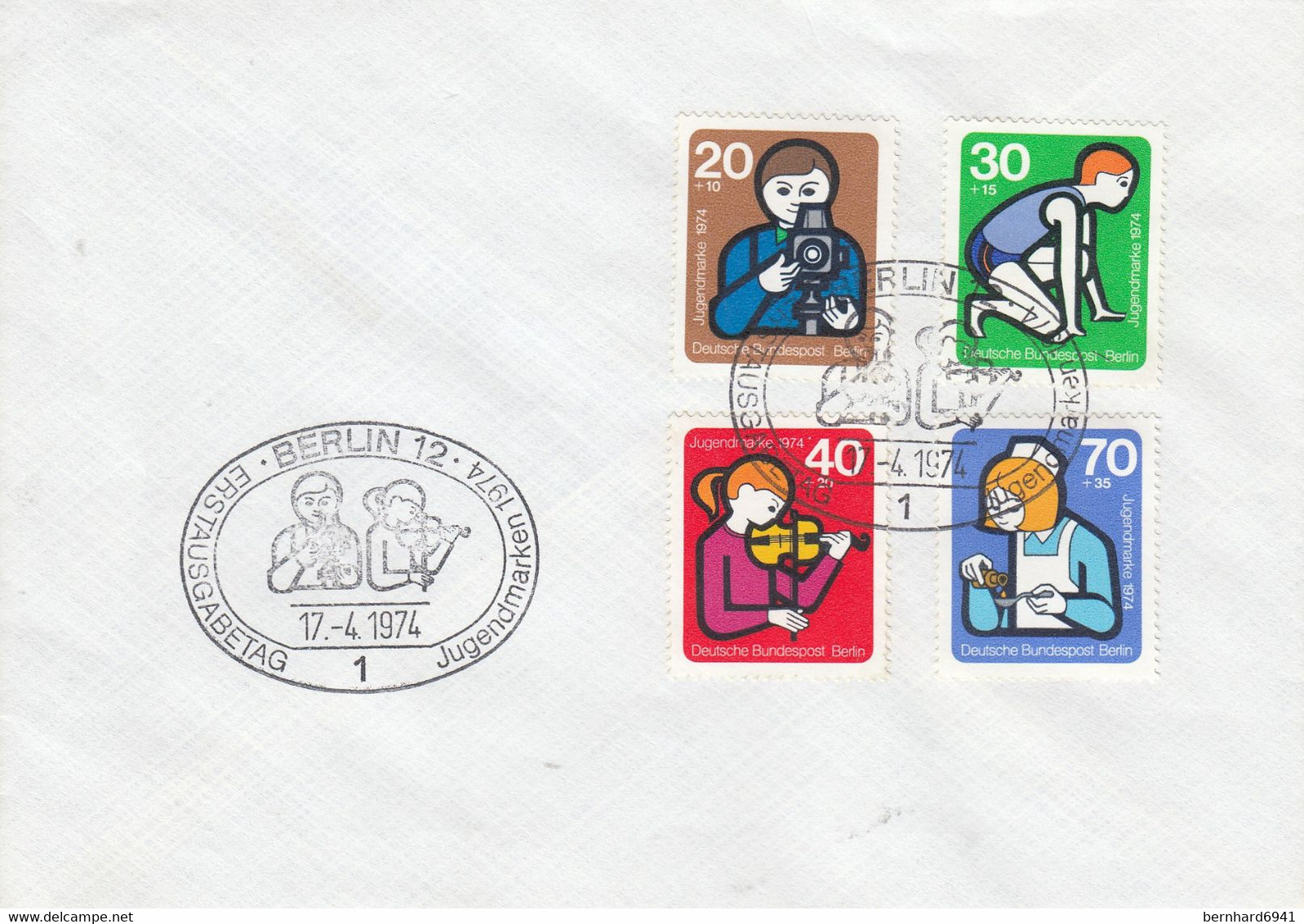 Brief 468 - 471  Jugendmarken 1974, Berlin 12 - Enveloppes Privées - Neuves