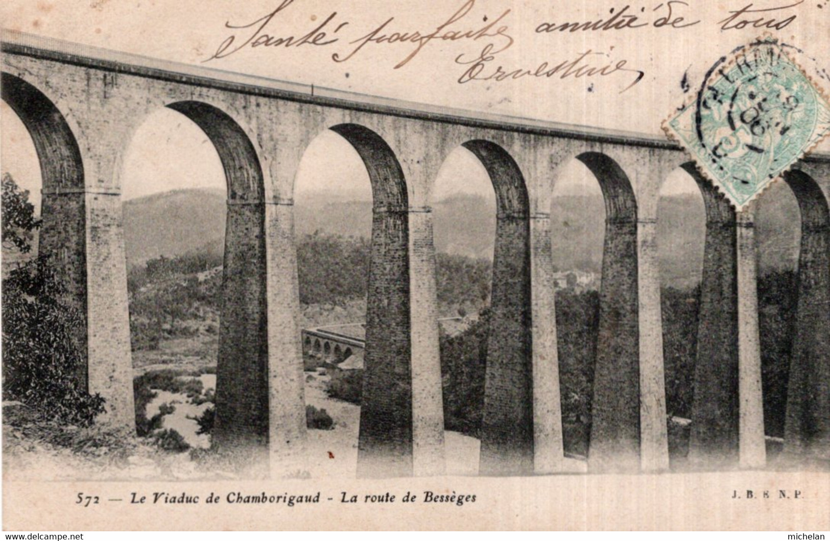 CPA   30  LE VIADUC DE CHAMBORIGAUD---LA ROUTE DE BESSEGES---1906 - Chamborigaud