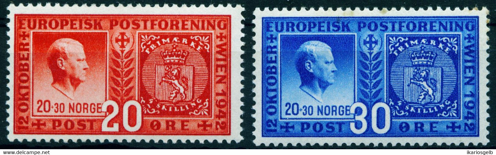 NORGE Norway Norwegen 1942 Michel-# 274-275  Absolut **  " Europa Postverein 1942 " - Other & Unclassified