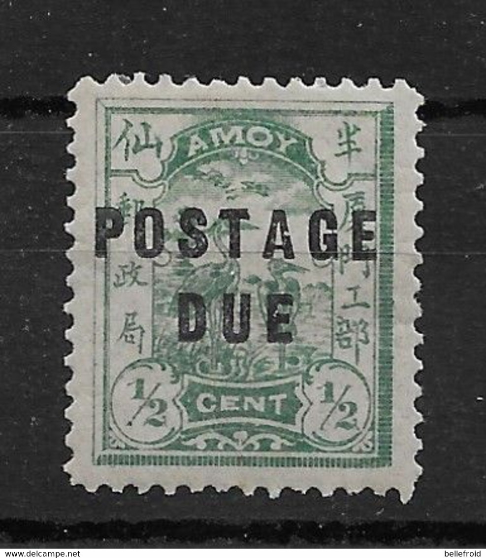 1895 CHINA AMOY LOCAL POST POSTAGE DUE 1/2c Black OP MINT OG CHAN LAD6 MI 25 EUR - Unused Stamps