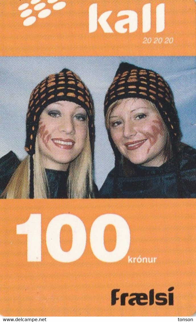 Faroe Islands, FO-KAL-REF-0012A, 100 Kr, Two Women With Painted Face, 2 Scans,   05-2007  NB Folds - Islas Faroe