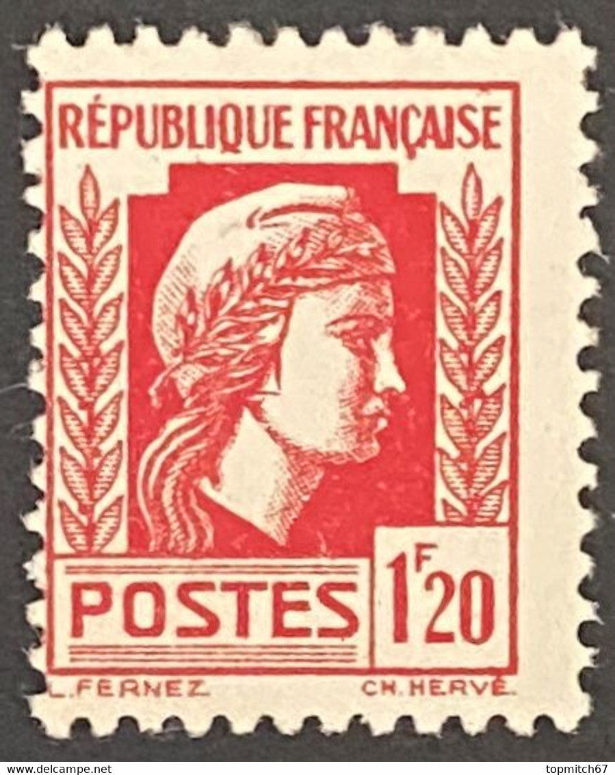 FRA0638MNH - Gouvernement Provisoire - Série D'Alger - Marianne D'Alger - 1f20 MNH Stamp - 1944 - France YT 638 - 1944 Coq Et Marianne D'Alger