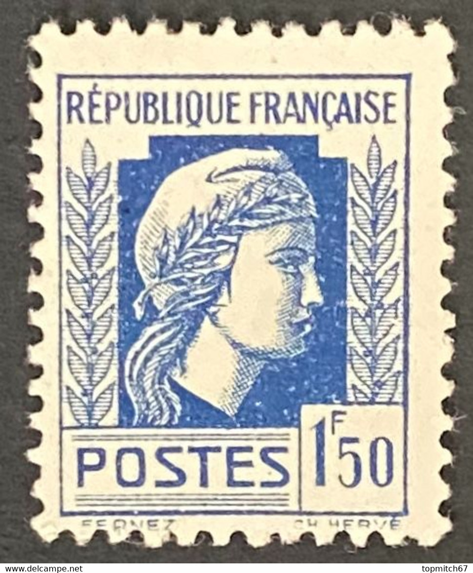 FRA0639MNH - Gouvernement Provisoire - Série D'Alger - Marianne D'Alger - 1f50 MNH Stamp - 1944 - France YT 639 - 1944 Coq Et Maríanne D'Alger