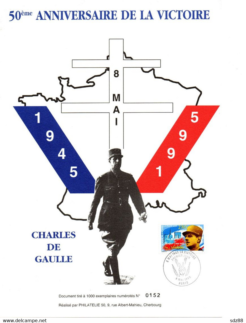 France 1995   YT 2944  Charles De Gaulle 50° Anniversaire De La Victoire - De Gaulle (General)