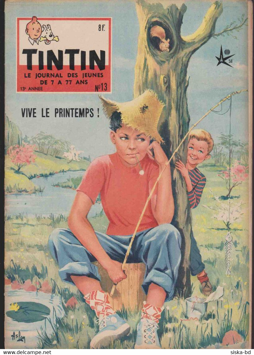 TINTIN. Couverture: VIVE LE PRINTEMPS   (ASLAN)  Edit Belge. 1958 N°13. - Kuifje