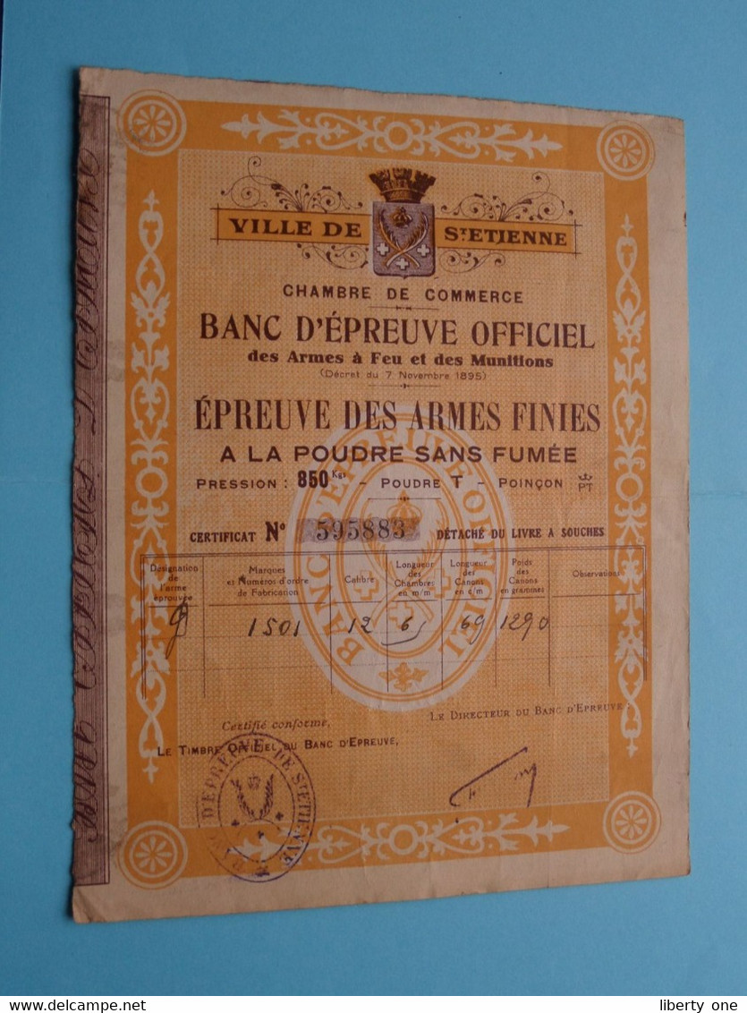 BANC D'EPREUVE OFFICIEL - Epreuve Des ARMES Finies ( Chambre De Commerce Ville De St. ETIENNE ) N° 595883 ! - Banque & Assurance