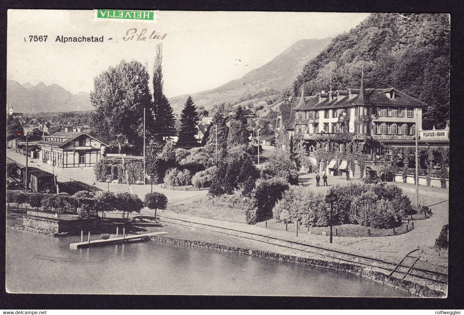 1911 Mit Bahnpost Gelaufene AK Alpnachstad Nach Nancy. 1 Marke über Rand Geklebt. Hotel Pilatus, Stempel. Eckbug - Other & Unclassified