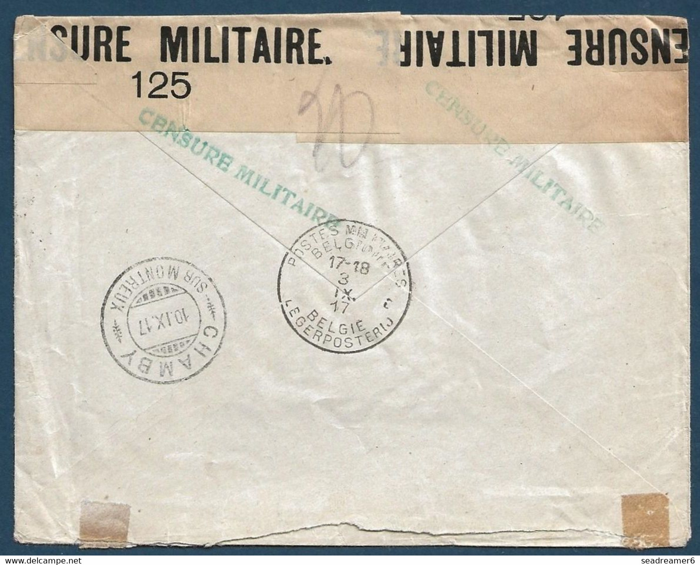 Belgique Lettre Albert 1er N°141 Paire Obl "Postes Militaires Belgique" 9 Gratté + Censure Pour Montreux En Suisse RR - Belgische Armee