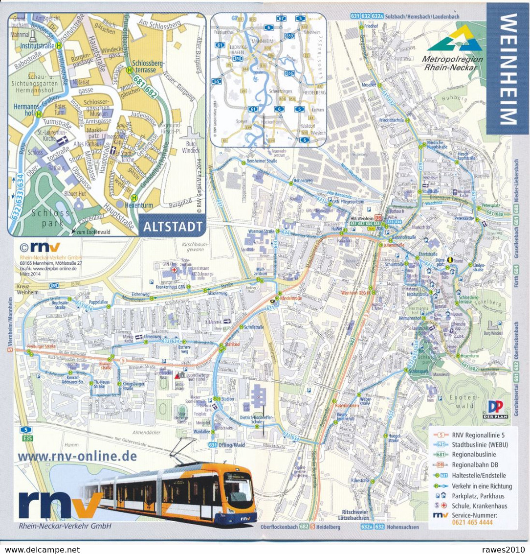 BRD Weinheim Liniennetz Strassenbahn Und Bus 2014 25 Jahre VNR - Europa