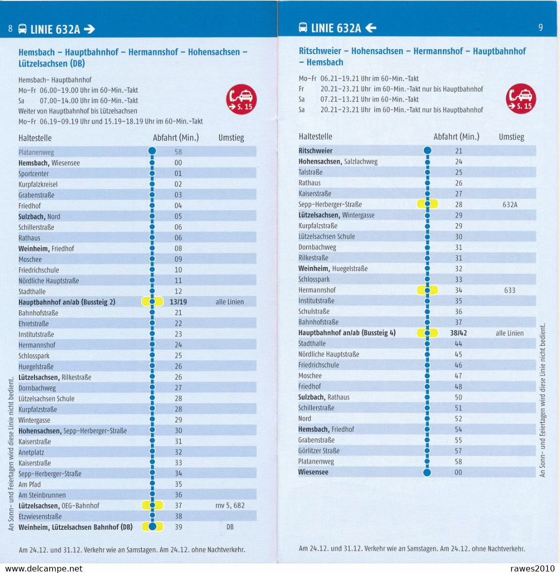 BRD Weinheim Liniennetz Strassenbahn Und Bus 2014 25 Jahre VNR - Europa