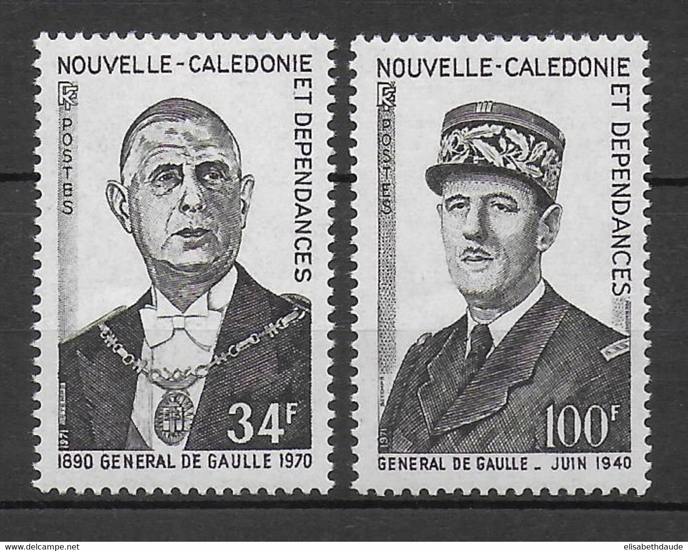 NELLE CALEDONIE - YVERT N°377/378 ** MNH - COTE = 34.5 EUR - DE GAULLE - Unused Stamps