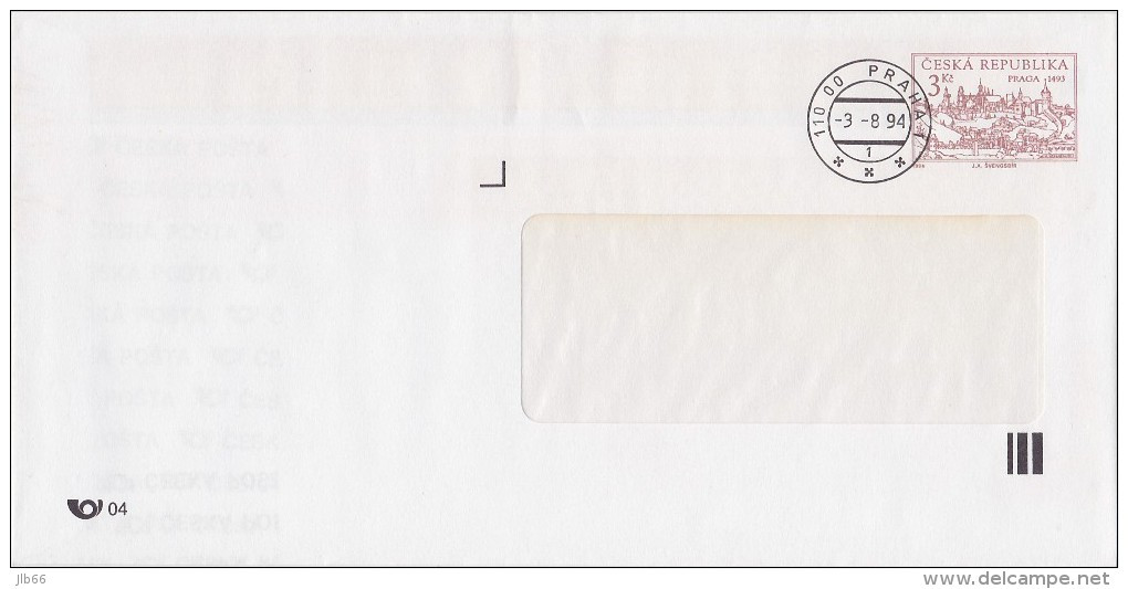 3 Entiers Postaux Enveloppe RépubliqueTchèque 1994 (2 Oblitérés Et 1 Neuf) - Buste