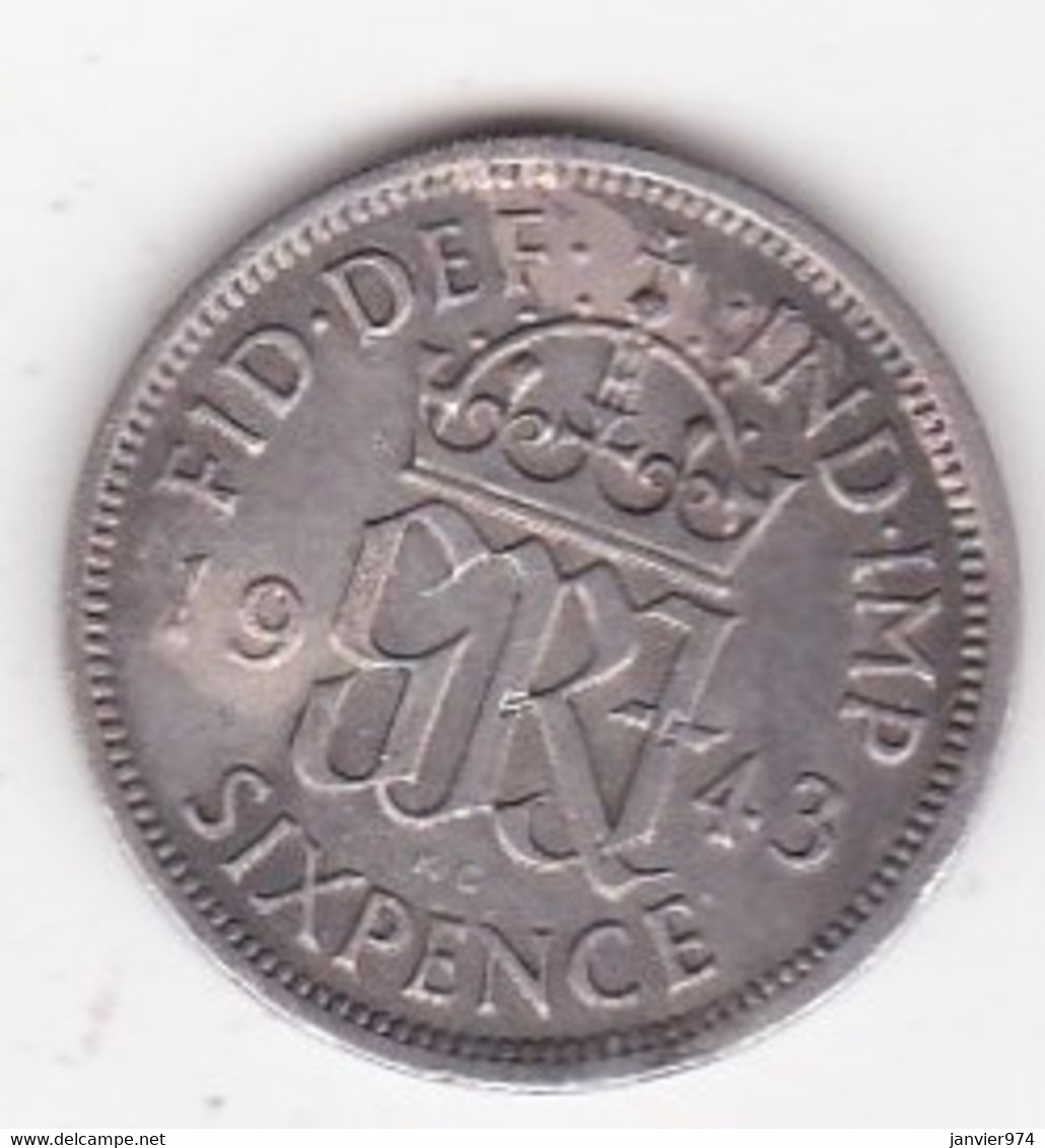 Grande Bretagne. 6 Pence 1943. George VI ,en Argent - H. 6 Pence