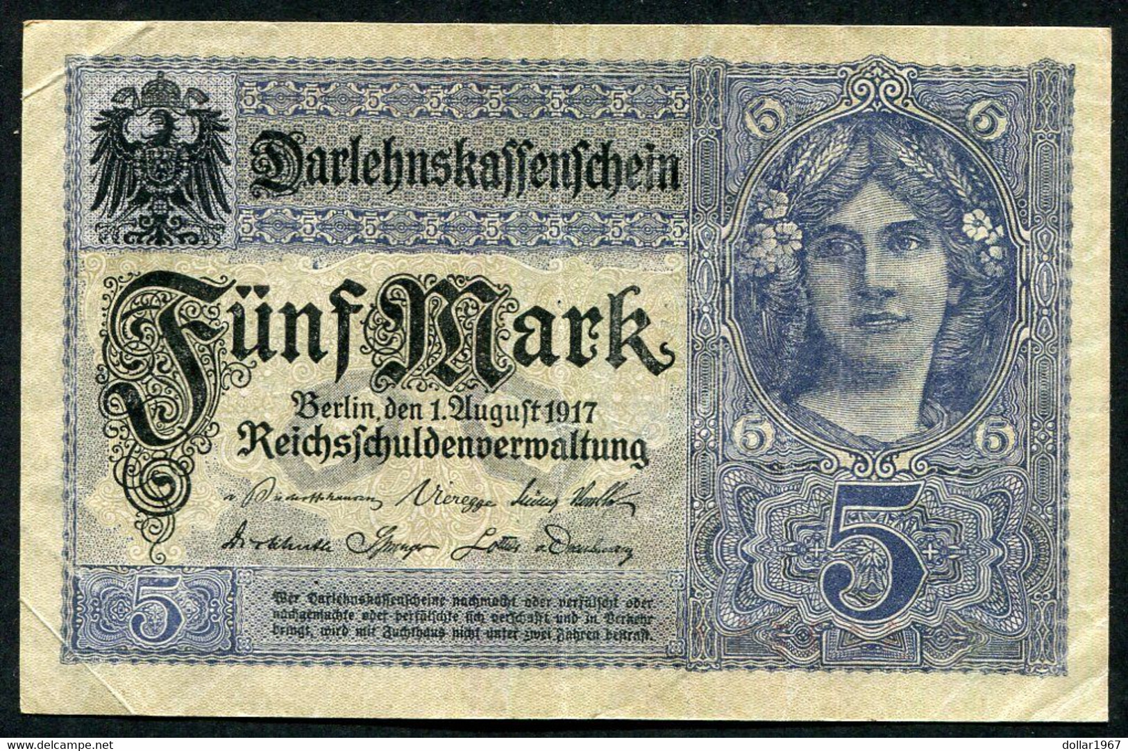 Germany - Duitsland , Germany / 2 X 5 Mark / 1917 / P-56(a) / T 3434338 +3434339. - 5 Mark