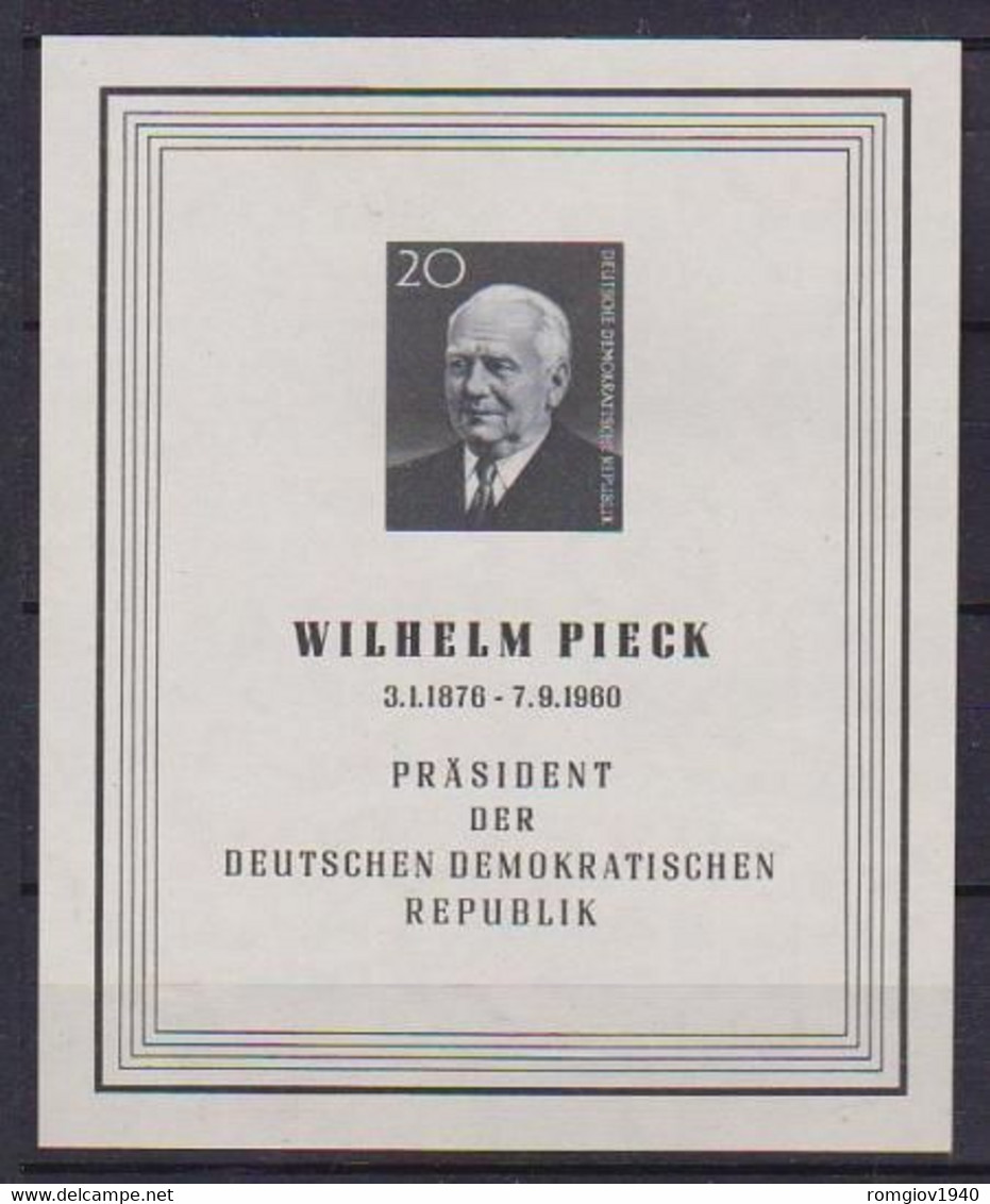 GERMANIA DEMOCRATICA DDR 1960 MORTE DI WILHELM PIECK UNIF. BF16 MNH XF - 1e Jour – FDC (feuillets)