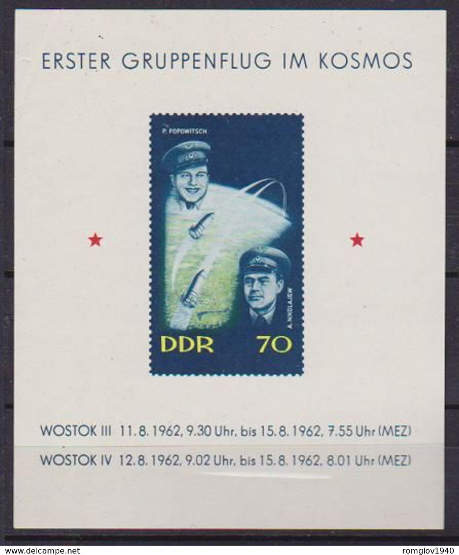 GERMANIA DEMOCRATICA DDR 1962 PRIMO VOLO SPAZIALE DI GRUPPO UNIF. BF17 MNH XF - 1. Tag - FDC (Ersttagblätter)