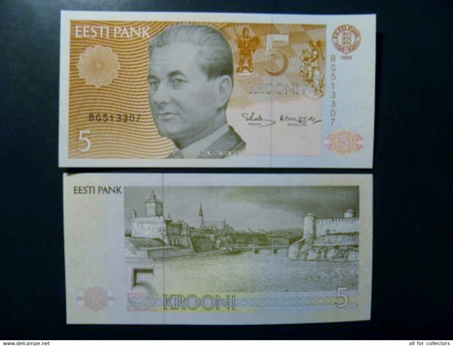 UNC Banknote Estonia 5 Krooni 1992 P-71b Chess Board Fortress Narva River Bridge - Estonie