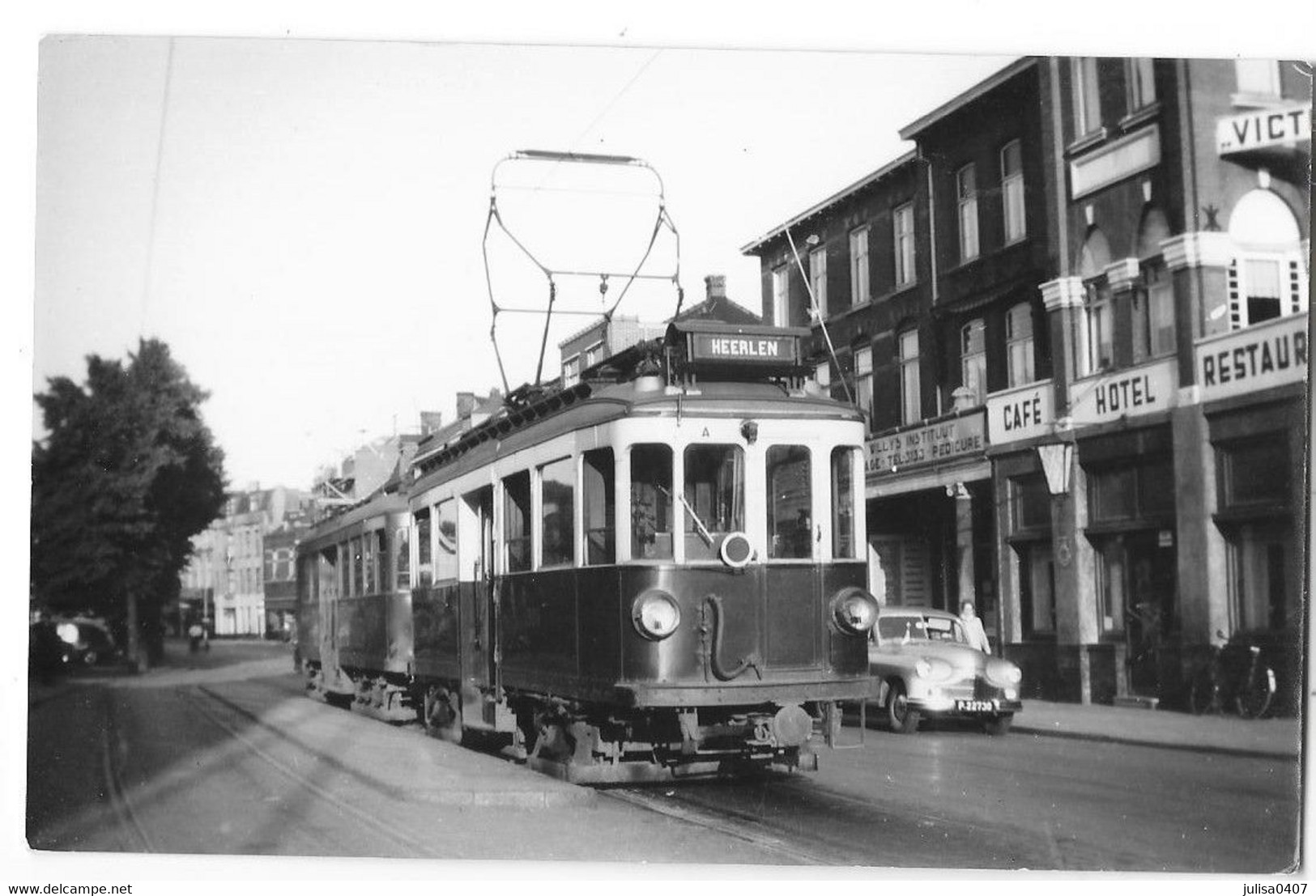 HEERLEN (Pays Bas) Photographie Format CPA Tramway électrique Heerlen Sittard Gros Plan 1949 - Heerlen