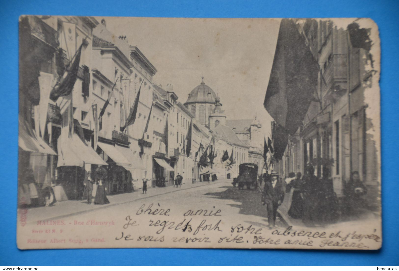 Malines 1903: Rue D'Hanswjk Très Animée Avec Attelage Et Commerces - Machelen