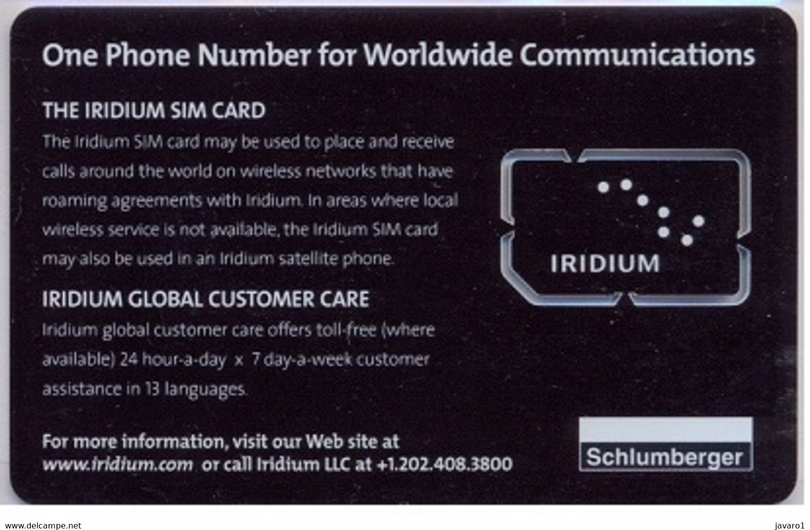 IRRIDIUM GSM Card  : IRR02 PIC Irridium MINT SATELLITE CARD - Autres - Amérique