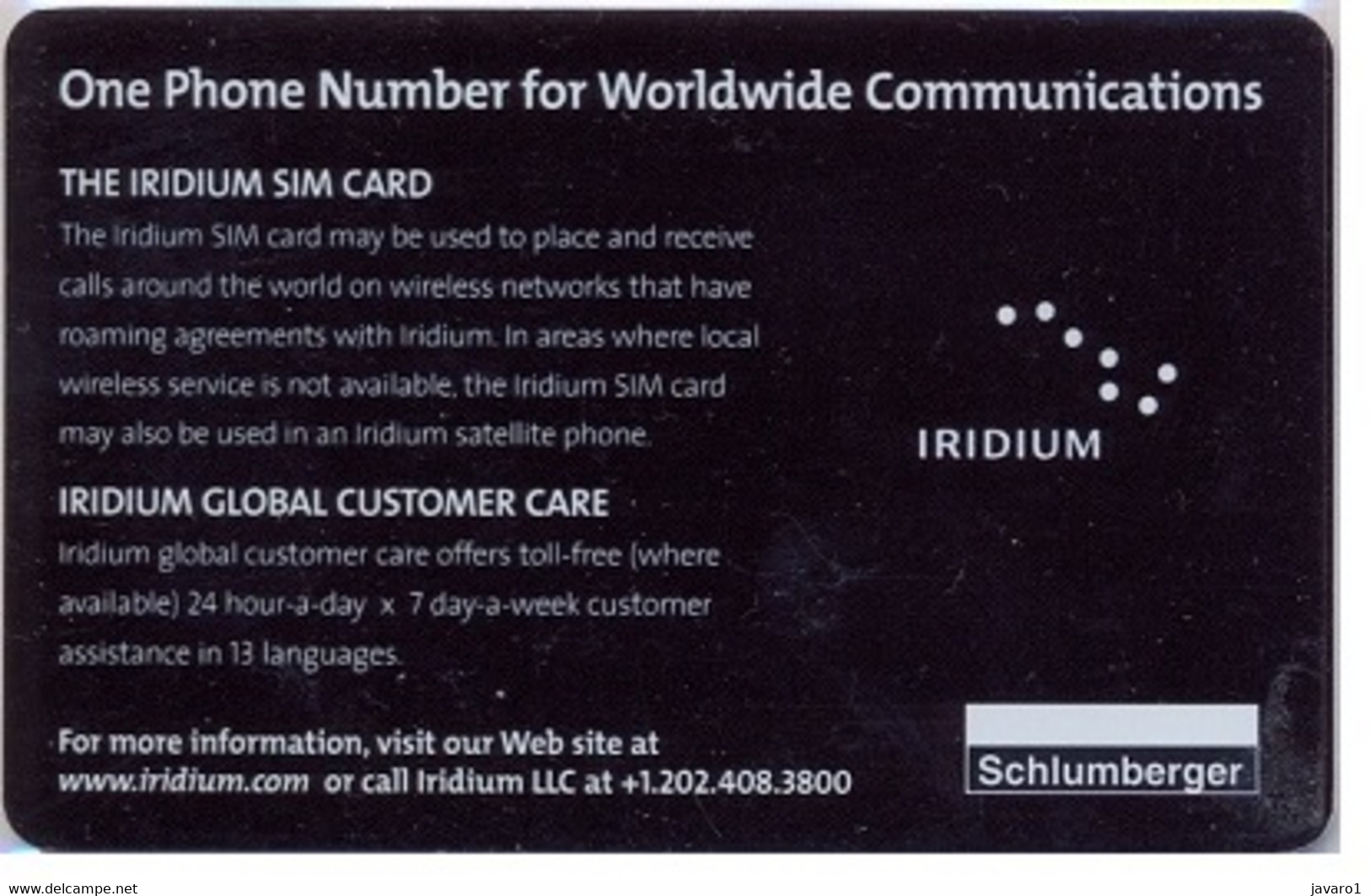 IRRIDIUM GSM Card  : IRR01 27 GSM Irridium MINT SATELLITE Card - Altri – America