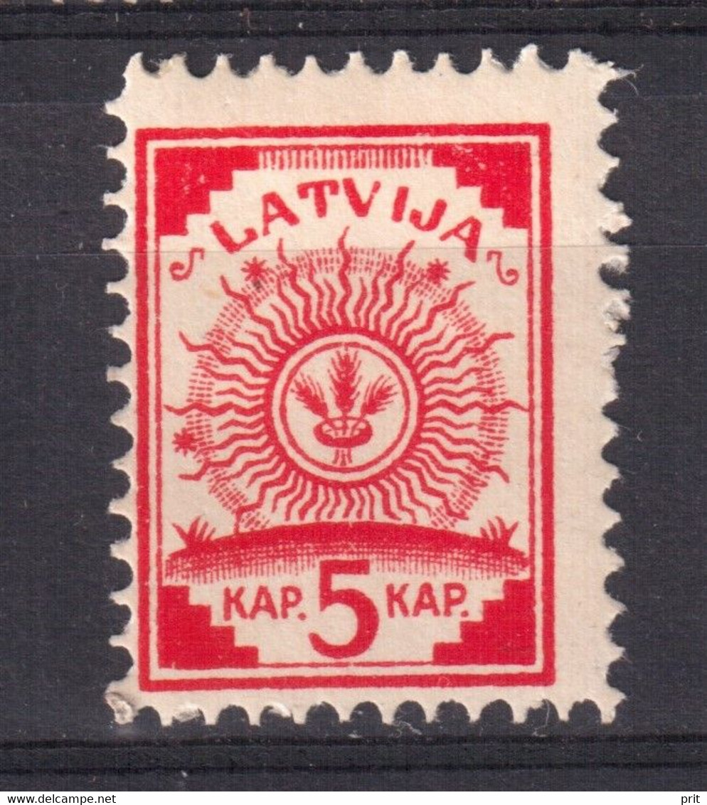 Latvia 1918, 5 Kap, Black Map, Michel 2 II, Mint Hinged. - Letland