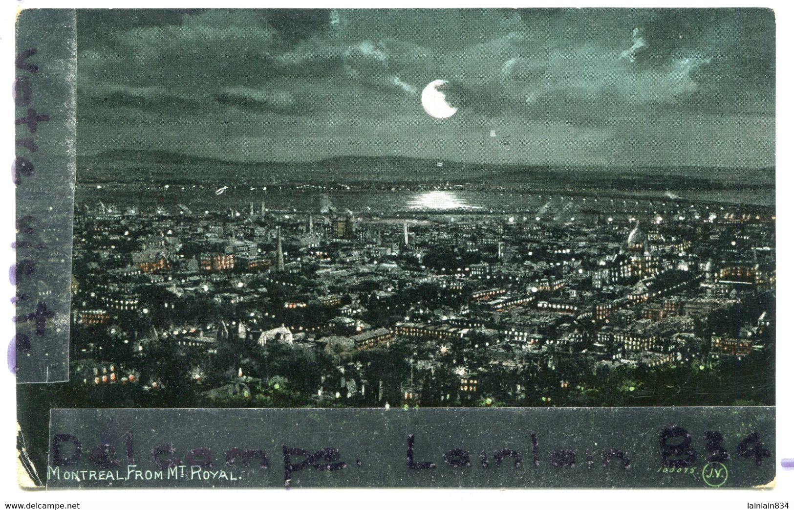 - Canada - Quebec -  Montréal From MT Royal, La Nuit, LUNE, écrite, 1910,  2 TIMBRES, épaisse, BE, Scans. - Montreal