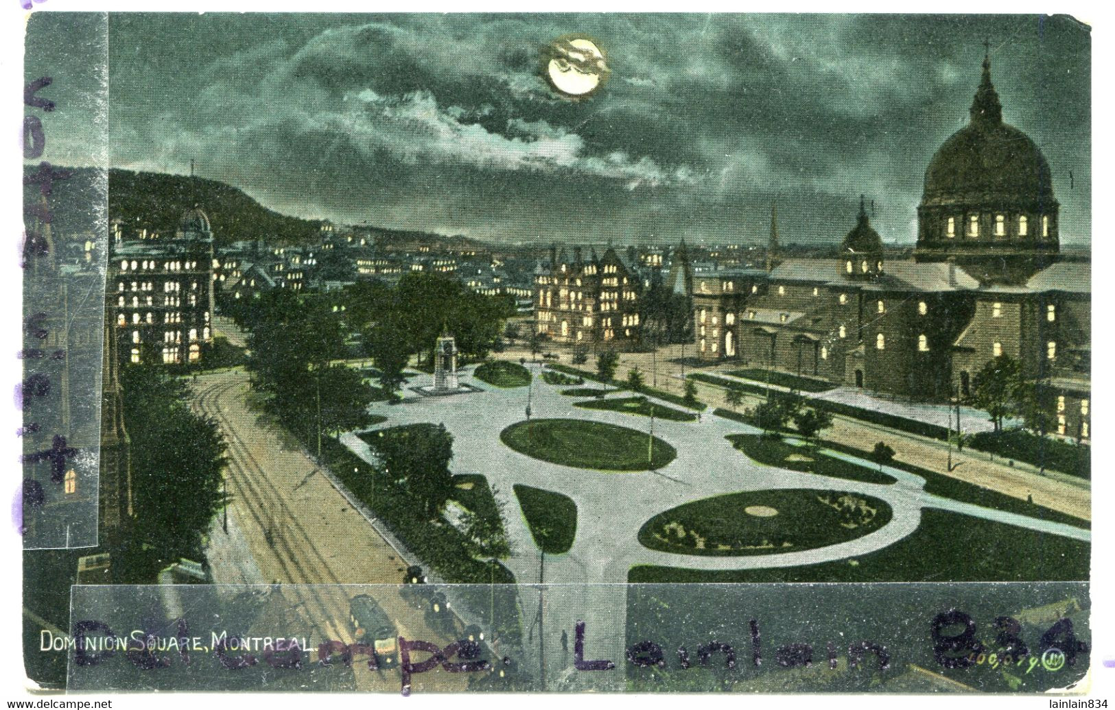 - Quebec -  Montréal,  Dominium Square, La Nuit, LUNE, écrite, 1910,  2 Timbres, Peu Courante, épaisse, BE, Scans. - Montreal