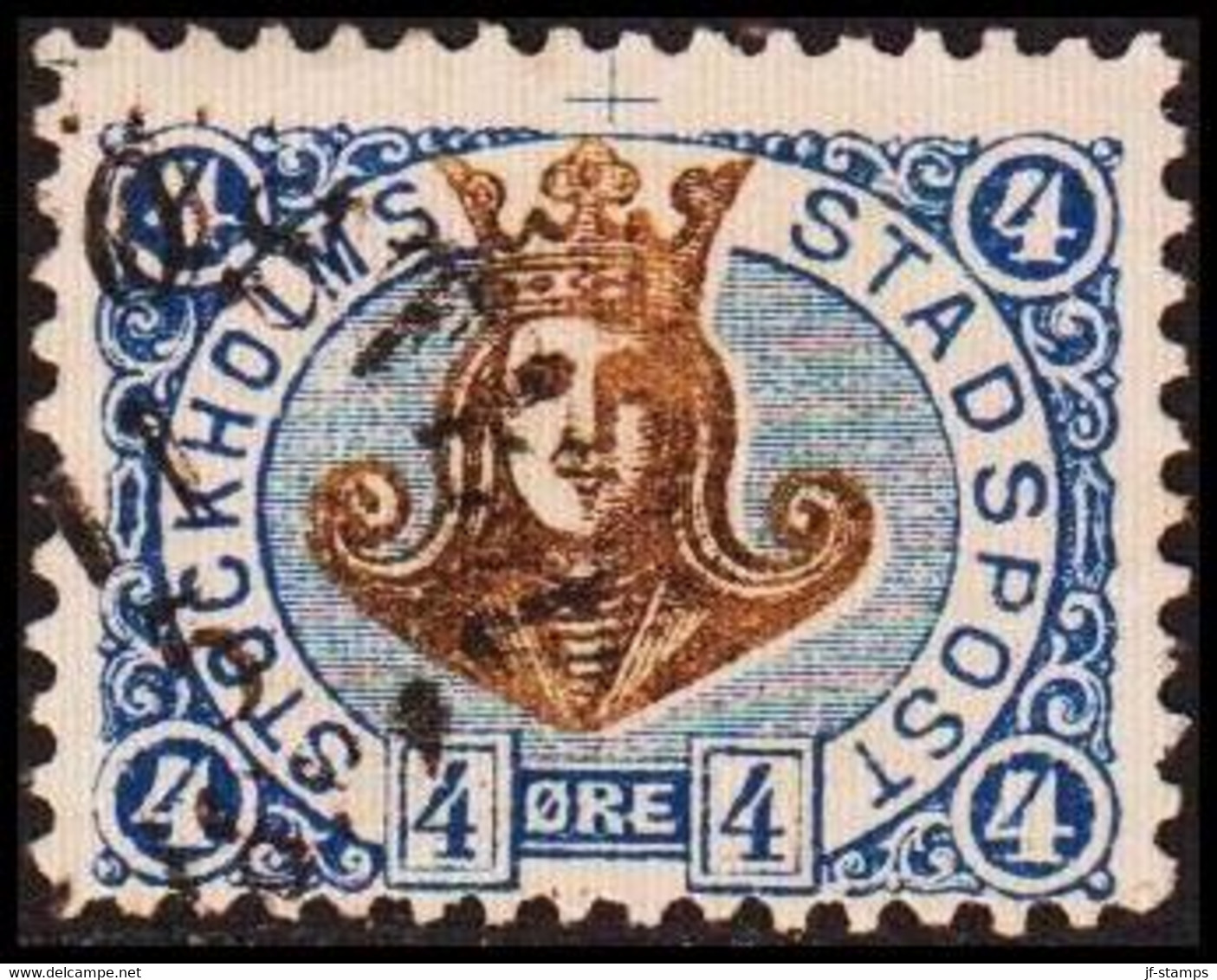 1887. SVERIGE.  STOCKHOLMS STADSPOST. 4 ØRE. Danish Ø.  () - JF411658 - Local Post Stamps