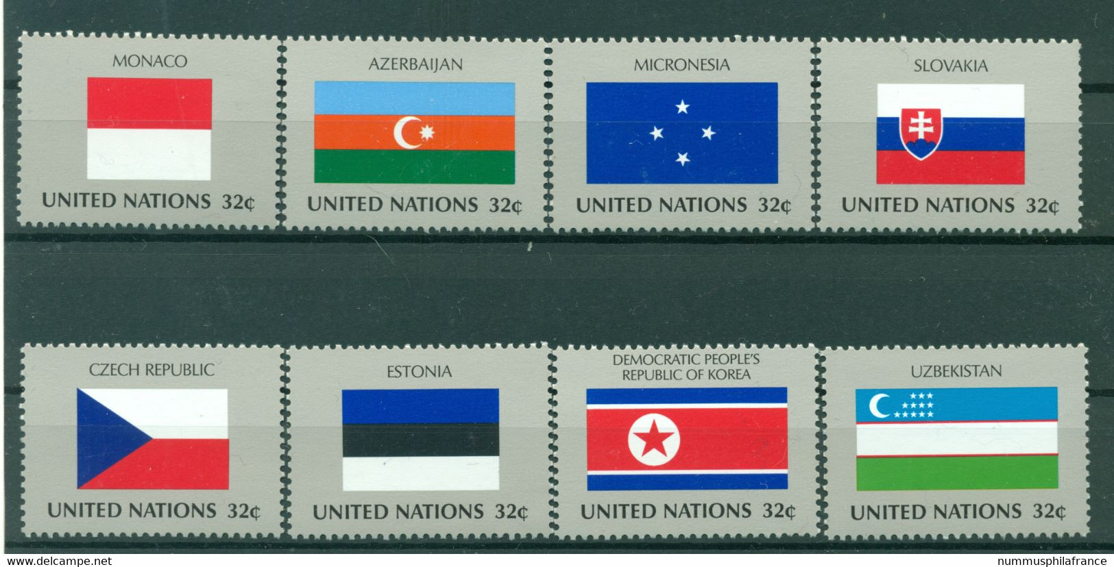 Nations Unies New York 1998 - Y & T N. 743/50 -  Drapeaux Des Etats Membres  Des Nations Unies (XII) (Michel N. 756/63) - Sonstige & Ohne Zuordnung