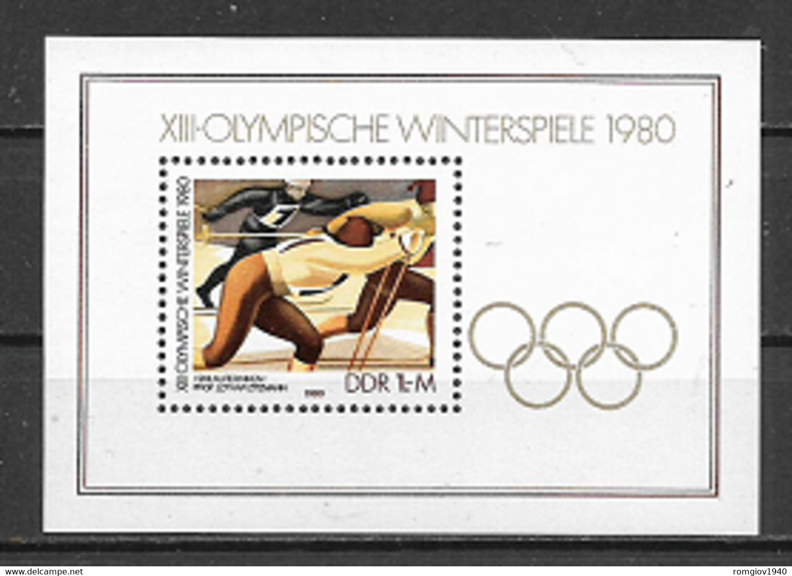 GERMANIA DEMOCRATICA DDR FOGLIETTI 1980 GIOCHI OLIMPICI INVERNALI UNIF. B 57 MNH XF - 1° Giorno – FDC (foglietti)