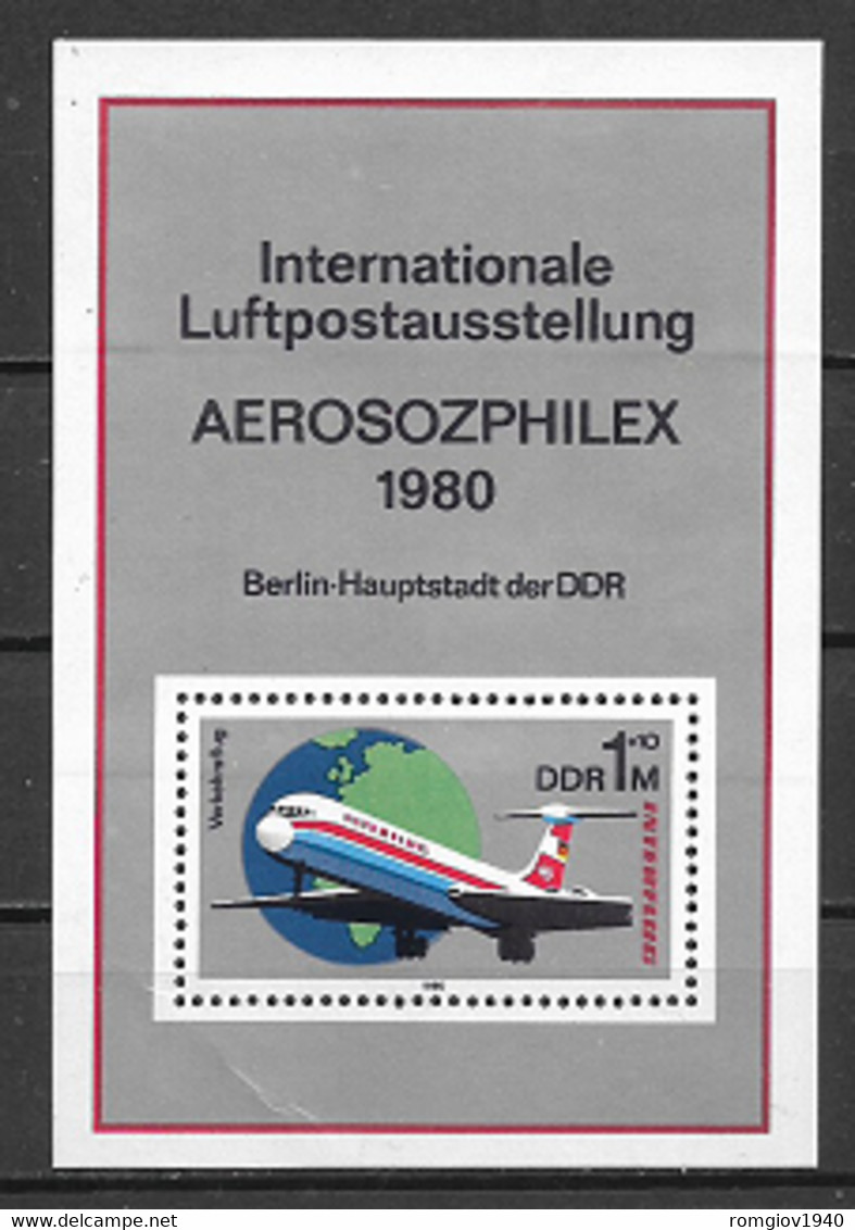 GERMANIA DEMOCRATICA DDR FOGLIETTI 1980 ANNIVERSARIO DEI SERVIZI INTERFLUG UNIF. BF 59 MNH XF - 1e Dag FDC (vellen)