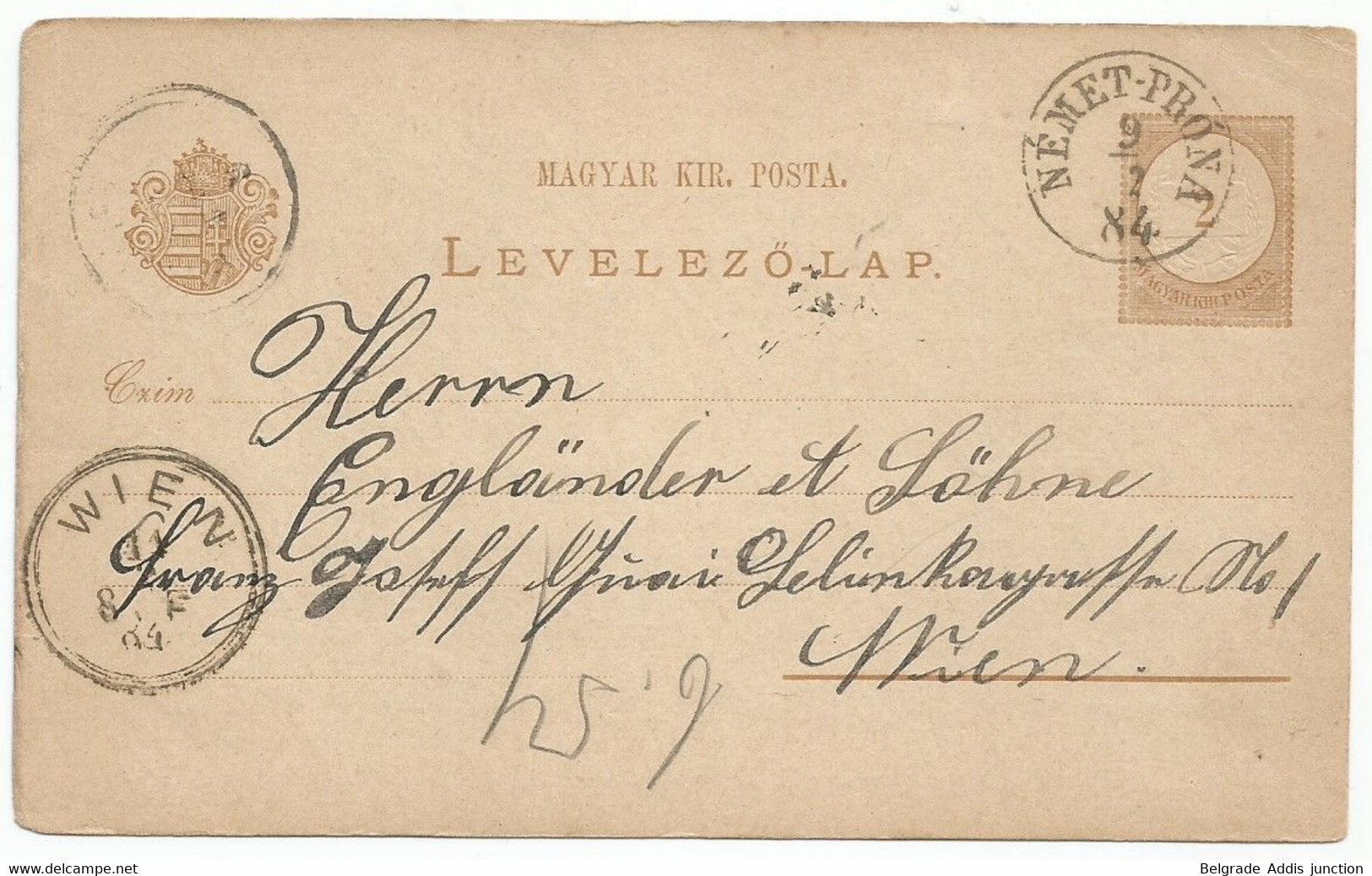 Hungary Postal Stationery 1883 Used Nemet-Prona Slovakia - Altri & Non Classificati