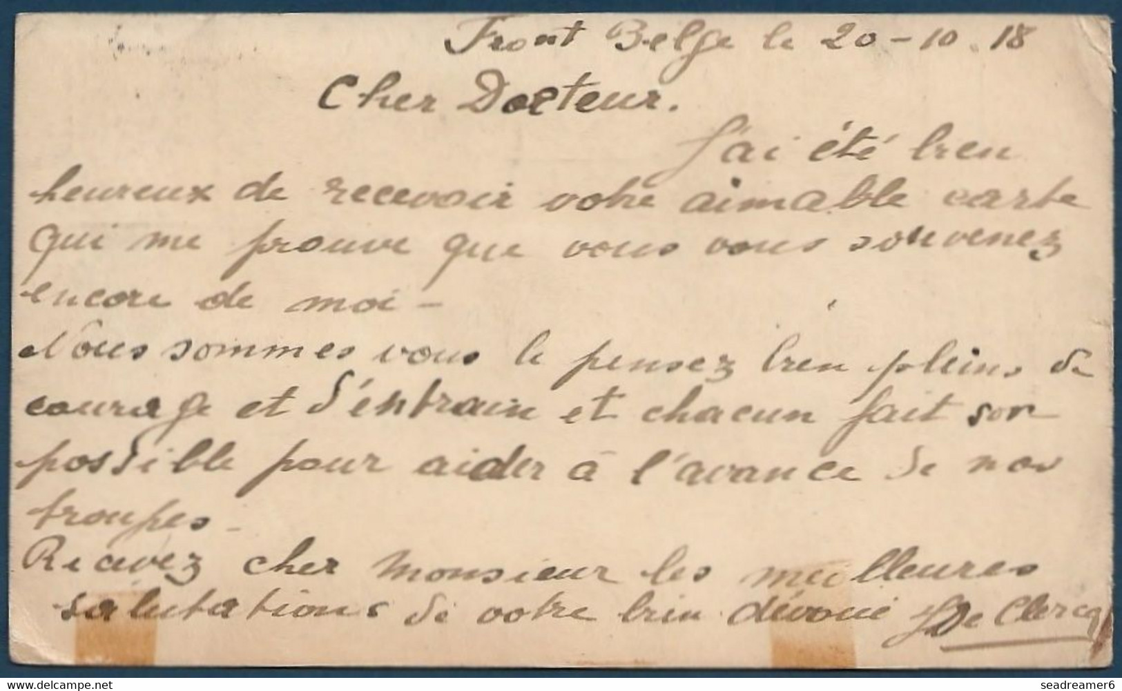 Carte 2 Langues Wallon & Flamand (rare) Obl  "6 Postes Militaires Belges 6" + Censures Belge & Française De Bourg 404 - Army: Belgium