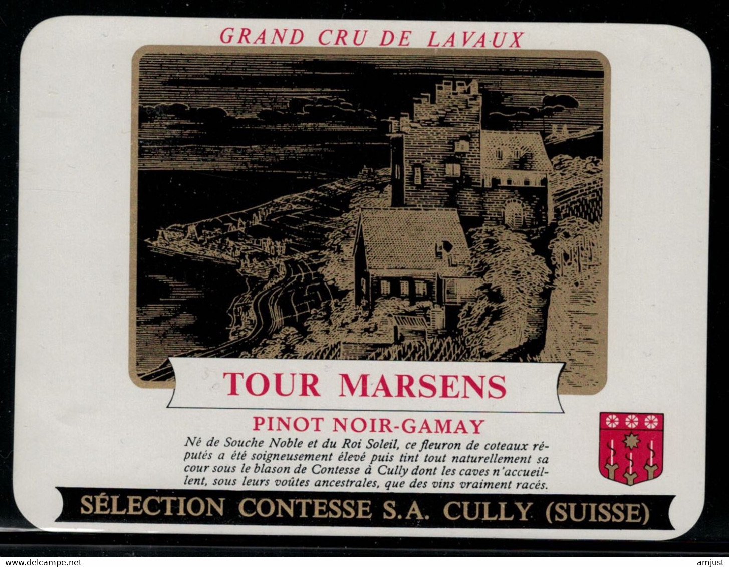 Etiquette // Pinot Noir De Lavaux, Tour De Marsens - Autres & Non Classés