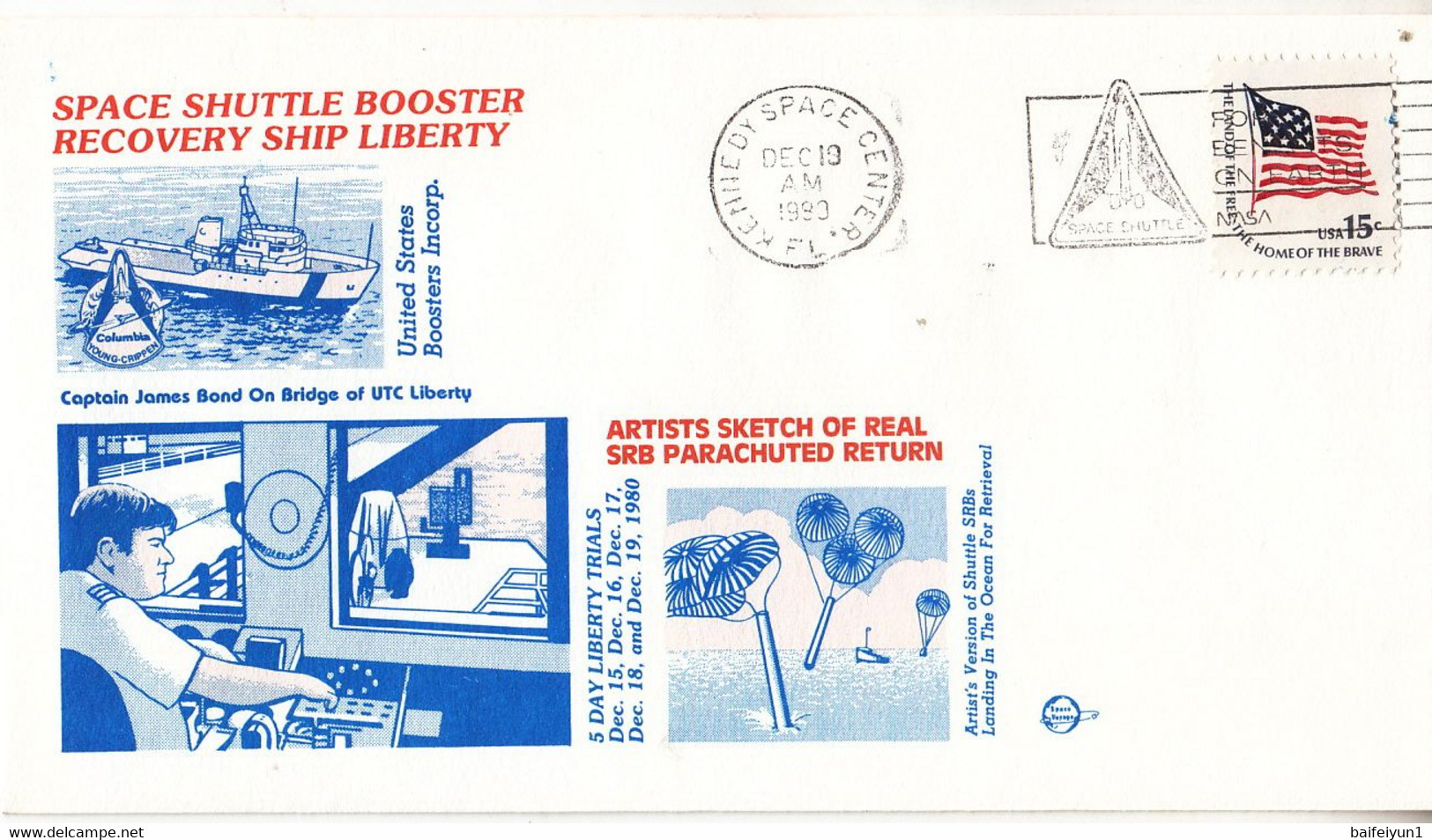1980 USA  Space Shuttle Booster Recovery Ship Liberty Commemorative Cover B - América Del Norte