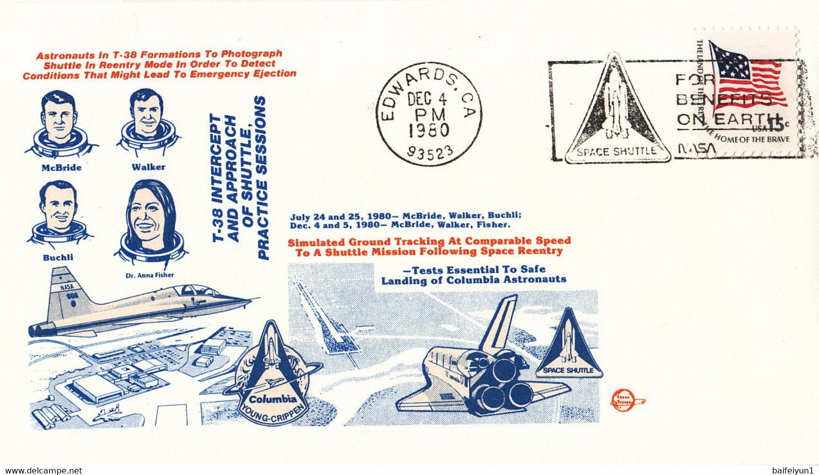 1980 USA  Space Shuttle T-38 Intercept And Approach Of Shuttle Practice Sessions Commemorative Cover B - América Del Norte