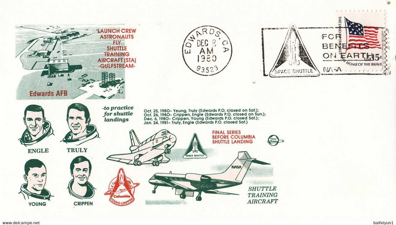 1980 USA  Space Shuttle To Practice For Shuttle Landings Commemorative Cover - Amérique Du Nord