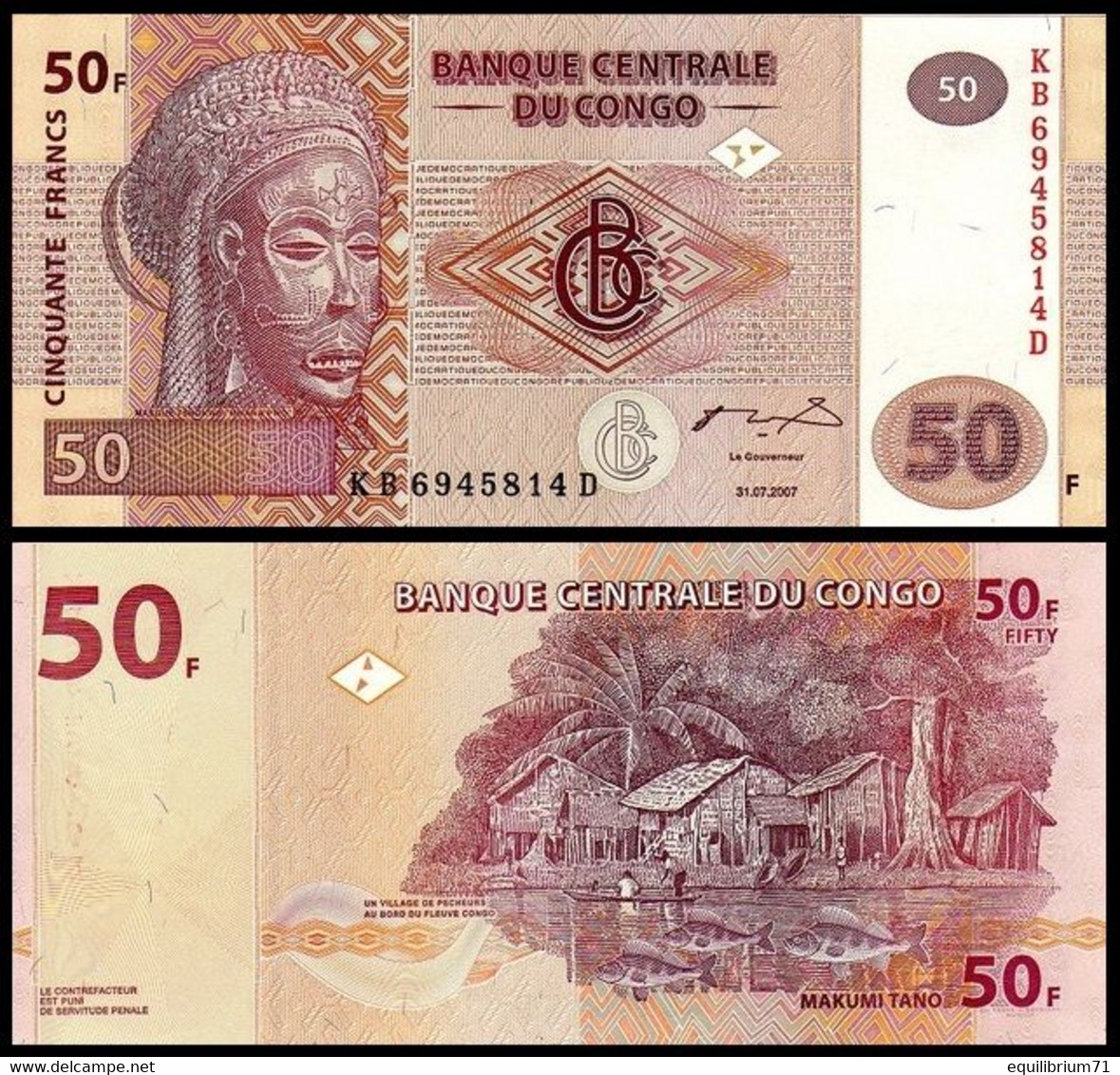 CONGO - 91 - 50f (50 Francs) - 2007 - Ohne Zuordnung