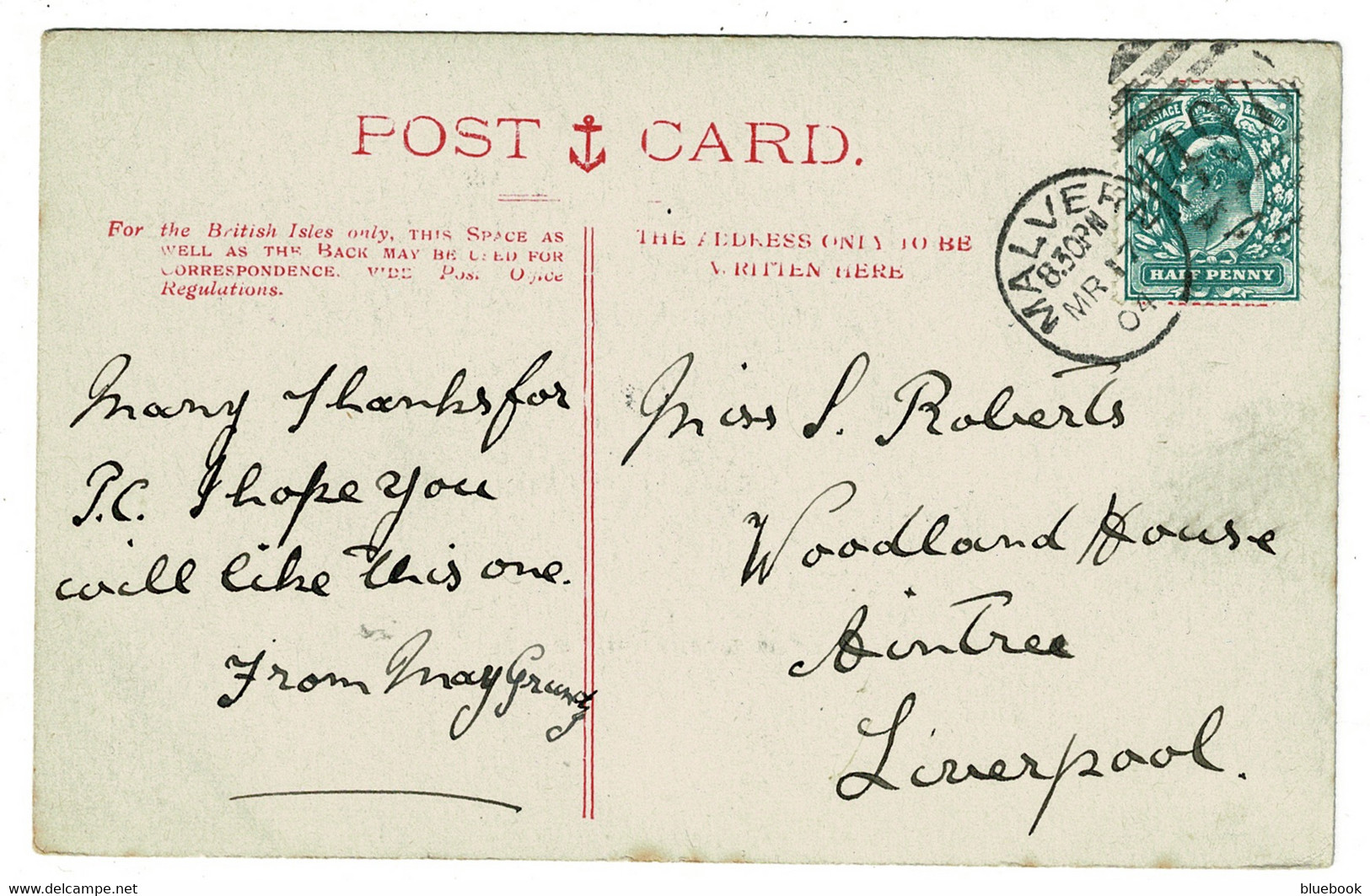 Ref 1433 -  1904 Postcard - Ivy Scar Rock - Great Malvern - Good Malvern Duplex Postmark - Autres & Non Classés