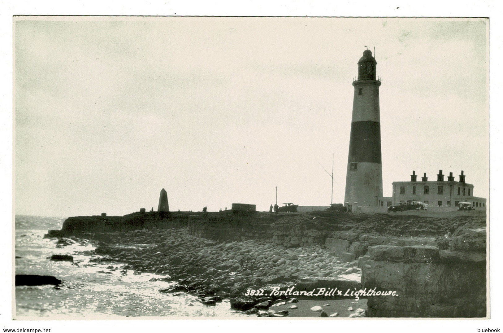 Ref 1433 - Early Real Photo Postcard - Portland Bill Lighthouse & Radio Mast - Dorset - Lighthouses