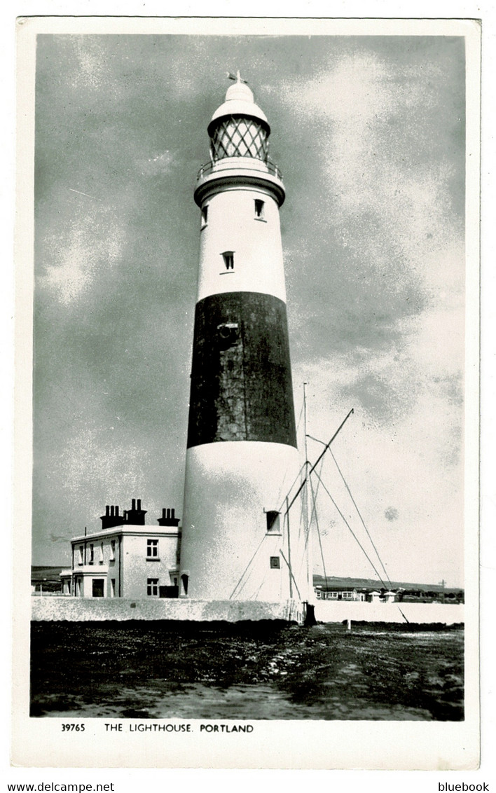 Ref 1433 - Real Photo Postcard - Portland Lighthouse & Radio Mast - Dorset - Lighthouses