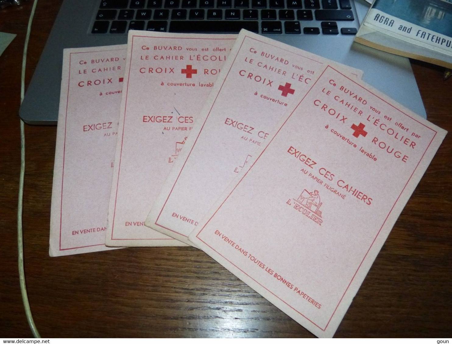 AA6-9 Lot De 4 Buvards Le Cahier De L'écolier Croix Rouge 12x20cm - Papeterie