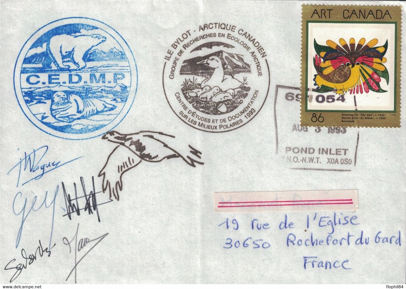 CANADA - MISSION ARTIQUE - ILE BYLOT - 1993 - AVEC CARTE DU PROJET BYLOT 93 - CACHETS ET SIGNATURES DIVERSES. - Otros & Sin Clasificación