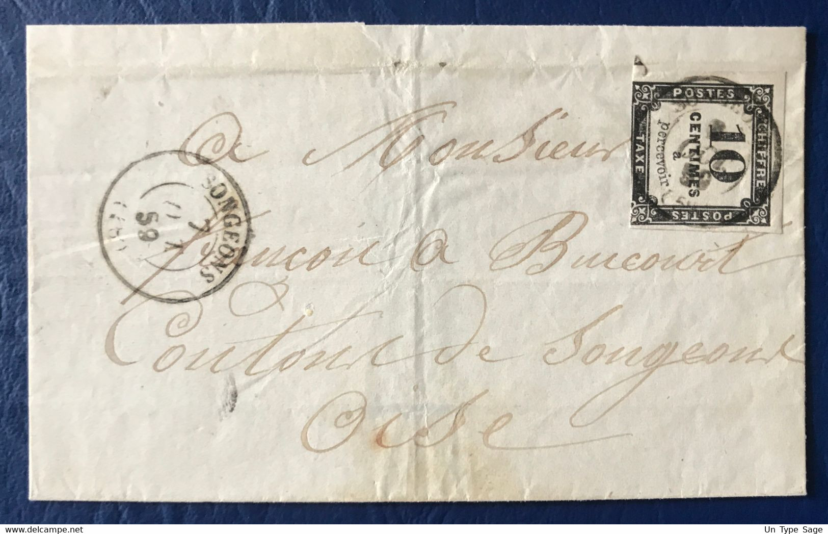 France Taxe N°2A Sur Lettre (LSC) 7.10.1859 - (B1696) - 1859-1959 Lettres & Documents