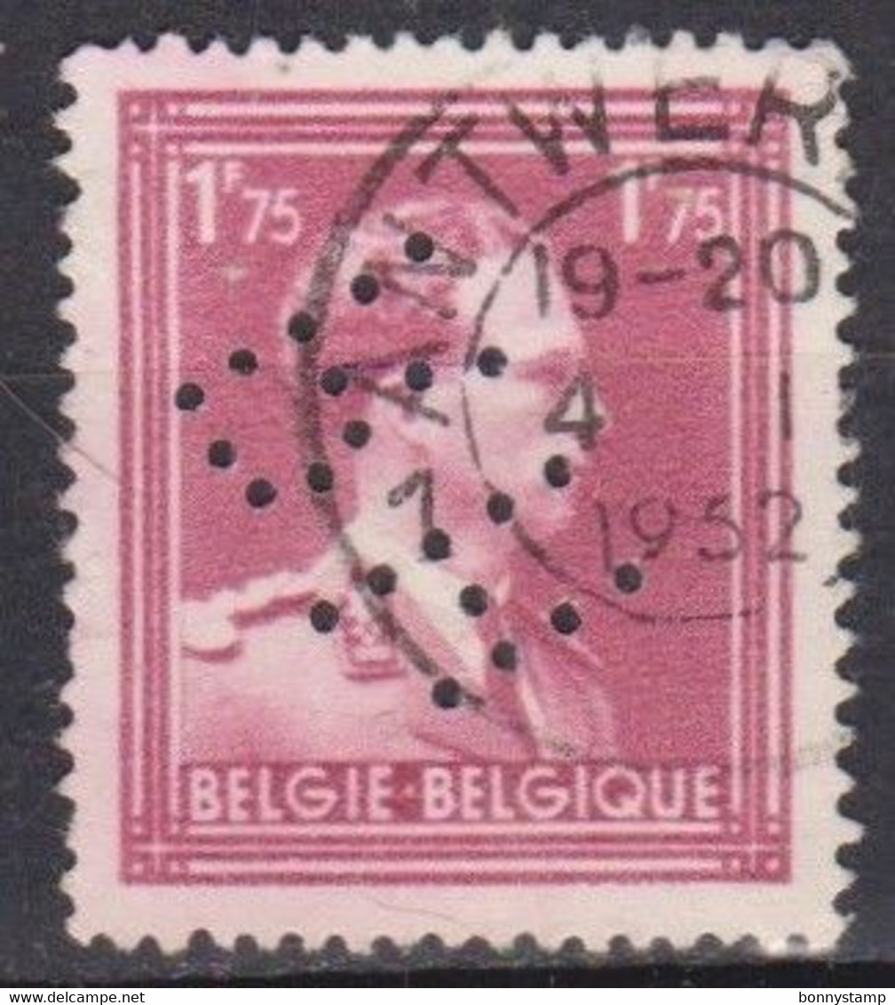 Belgio, 1936/51 - 1,75f King Leopold III, Perfin - Nr.288 Usato° - 1934-51