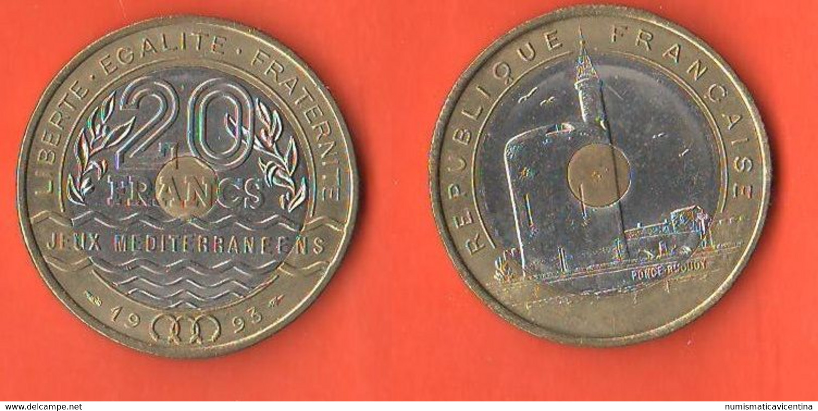 Francia 20 Franchi Francs France 1993 Mediterranean Games TRI-metallic - Altri & Non Classificati