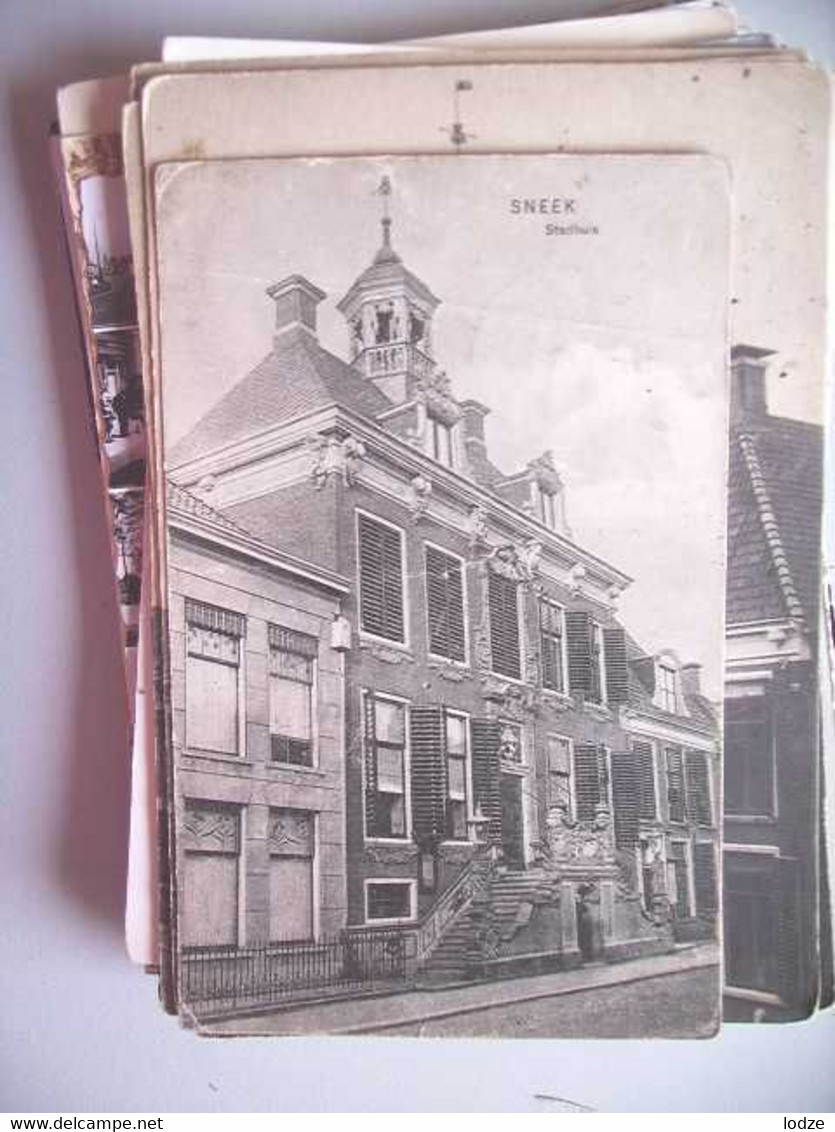 Nederland Holland Pays Bas Sneek Met Stadhuis In 1908 - Sneek